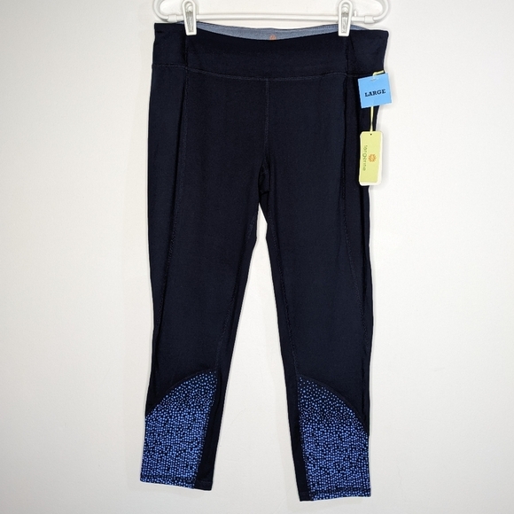 NWT Tangerine Blue Cropped Exercise Workout Leggings L - Picture 1 of 8